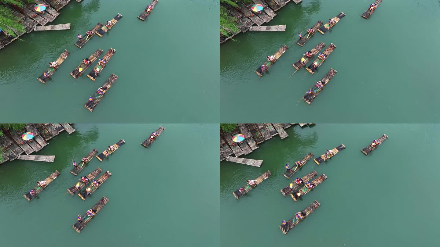 【正版4K素材】桂林遇龙河竹筏航拍