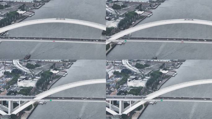 4K-Log-航拍上海黄浦江卢浦大桥