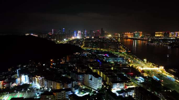 珠海横琴夜景 横琴码头 航拍