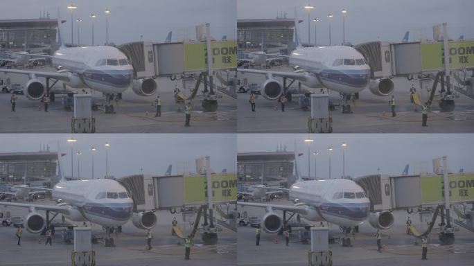 中国南方航空 客机停泊 机场地勤人员检测