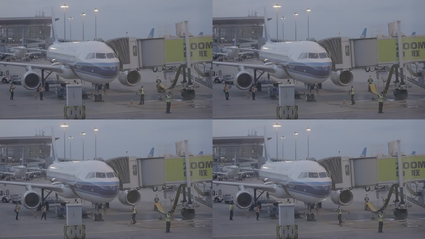 中国南方航空 客机停泊 机场地勤人员检测