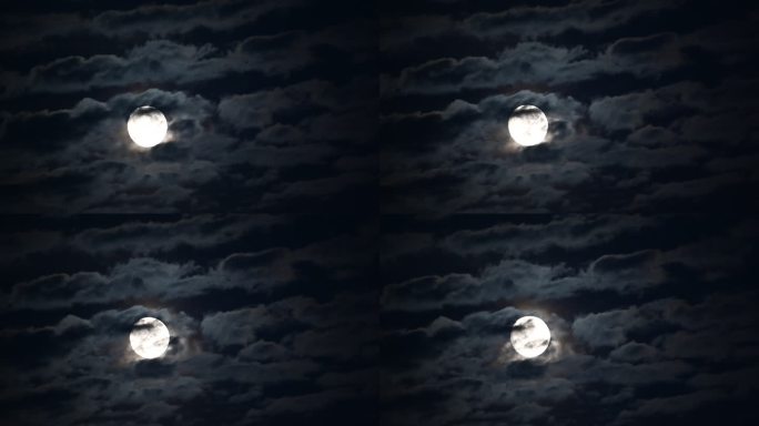 天空圆月亮多云自然风光