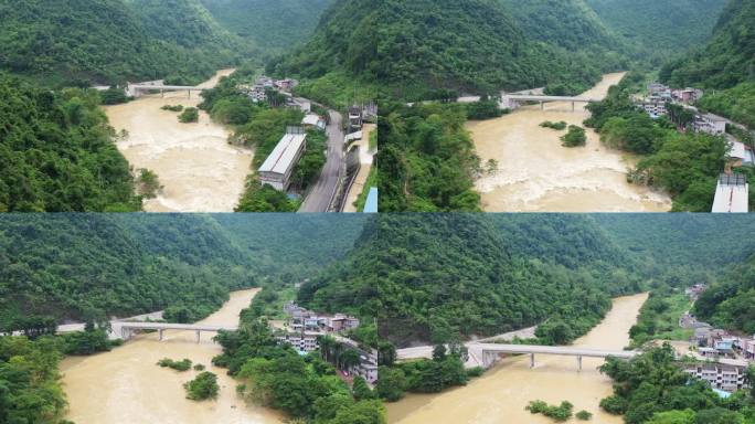 4k航拍广西黑水河（山川 峡谷 洪水）