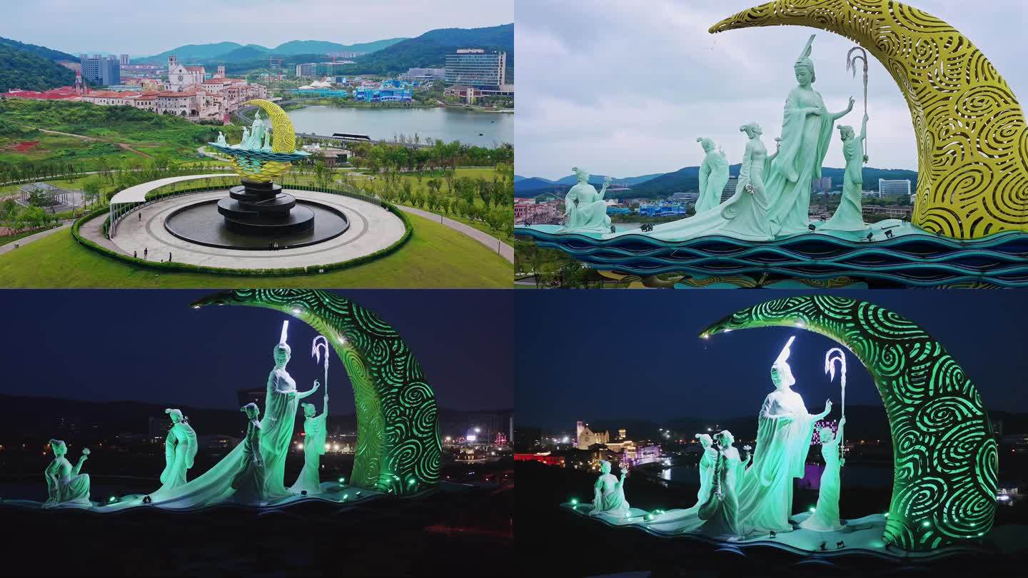 湖南长沙湘江女神雕像视频