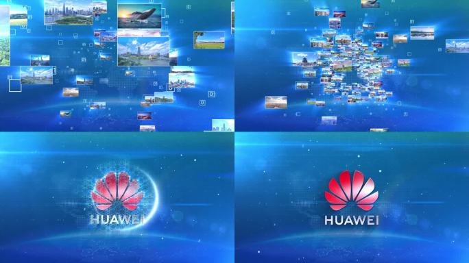 简洁科技图片汇聚成logo AE模板