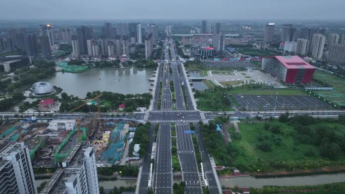 漯河长江路街景4K航拍