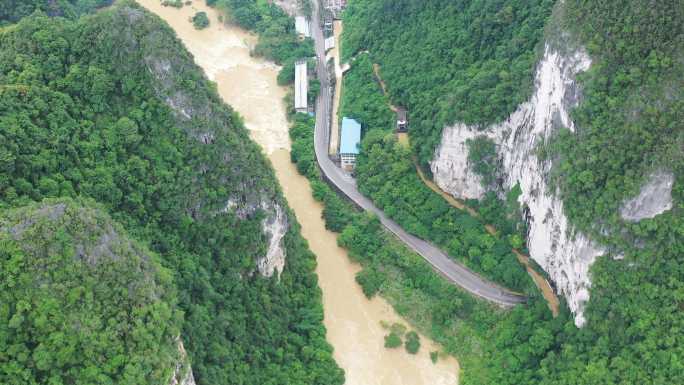 4k航拍广西黑水河（山川 峡谷 洪水）