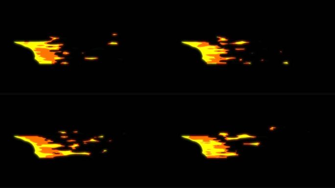 卡通特效拖尾喷射火焰 无缝透明循环视频