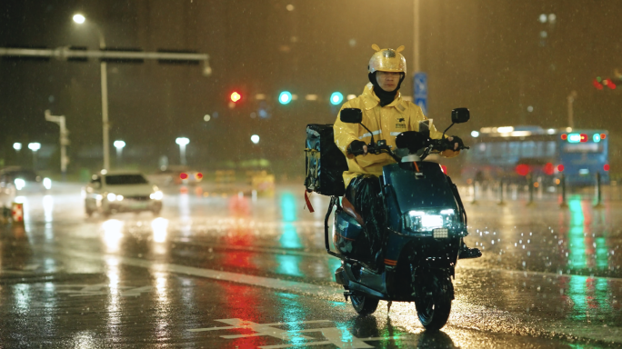 雨中外卖小哥