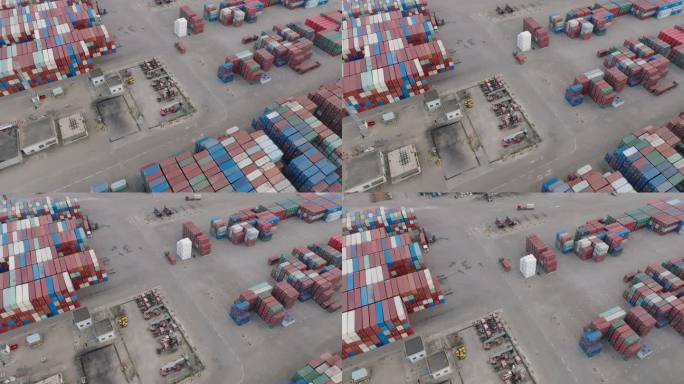海口秀英港货运集装箱码头航拍