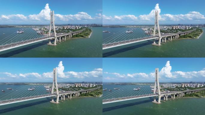 海南儋州洋浦大桥蓝天白云视觉