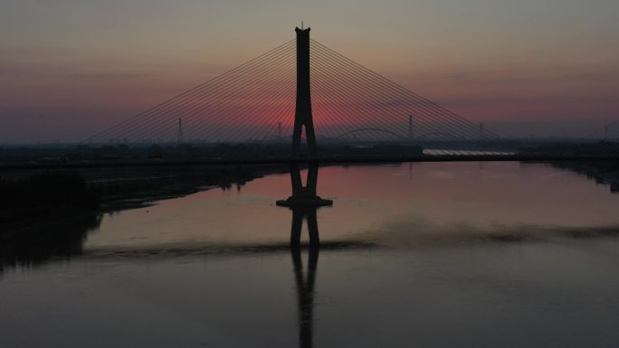 济南建邦黄河大桥日落景色