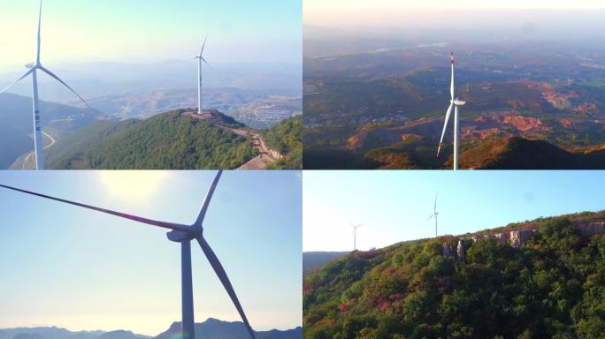 风力发电航拍大景新能源新农村建设