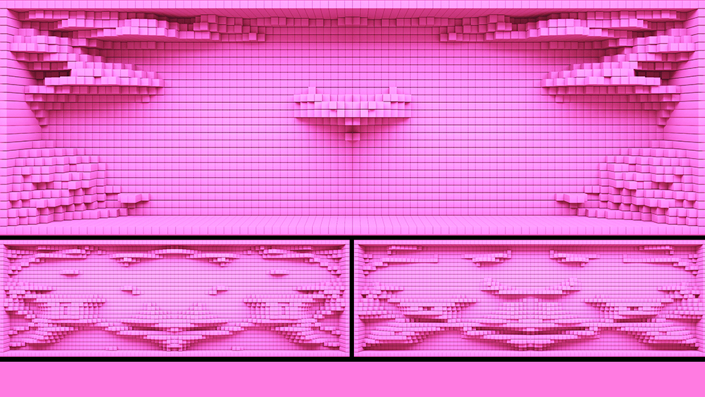 【裸眼3D】粉色方块抽象浪漫婚礼空间矩阵
