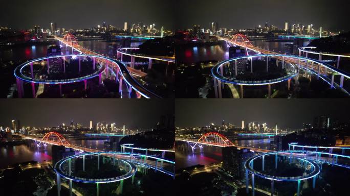 4K航拍菜园坝大桥夜景