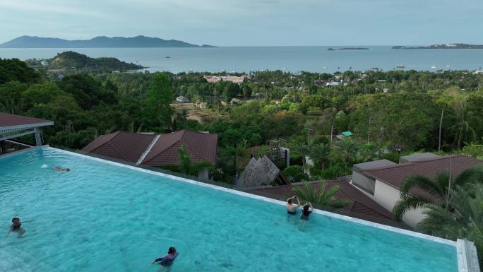 泰国苏梅岛海岛森林度假村酒店航拍景观