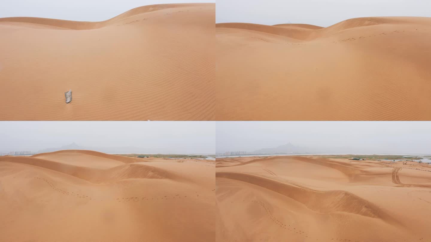干旱的沙漠中看到水源，内蒙古阿拉善盟