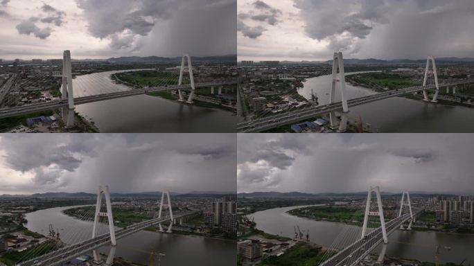 广东揭阳榕城区揭阳大桥下雨闪电