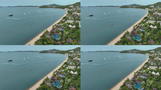泰国苏梅岛波普海滩海湾航拍自然景观