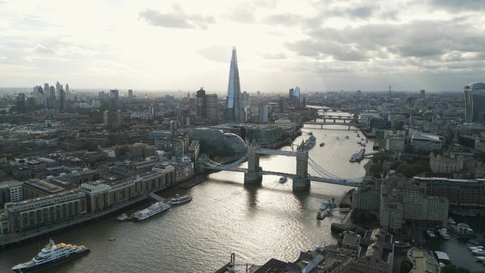 4k航拍英国塔桥空镜头 伦敦 泰晤士河2