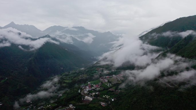 云海，峡谷中的云雾，夹金山峡谷中的雾