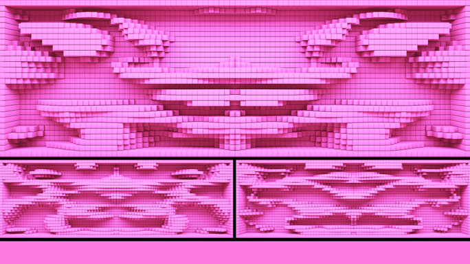 【裸眼3D】粉色方块抽象凹凸矩阵浪漫空间
