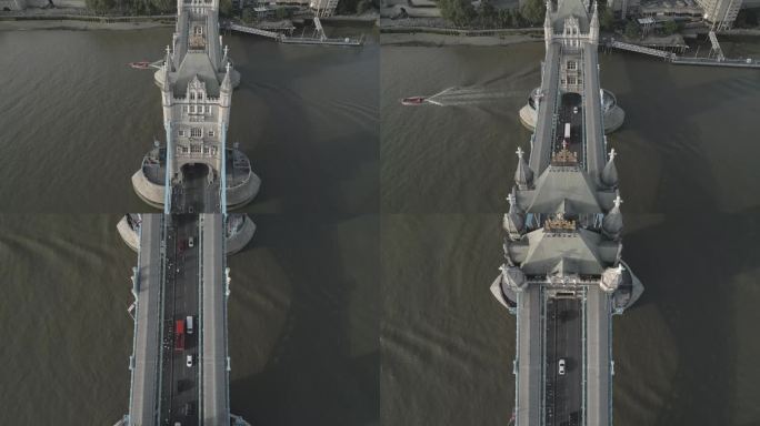 4K航拍 英国塔桥车流 塔桥俯拍 伦敦