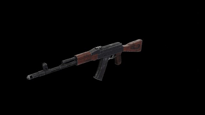 AK-74自动步枪三维旋转透明背景动画