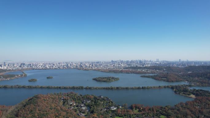 杭州西湖秋景航拍