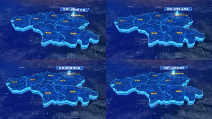 天水市张家川回族自治县蓝色科技三维地图