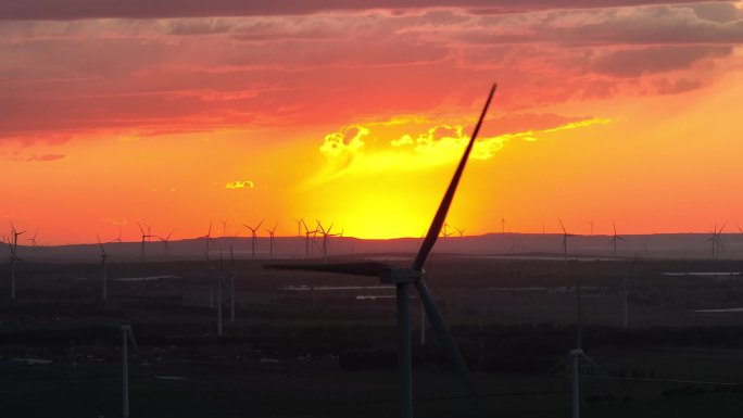 内蒙古草原风力发电机大风车