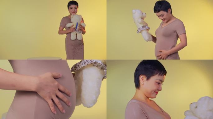 怀孕准妈妈大肚子毛绒玩具熊