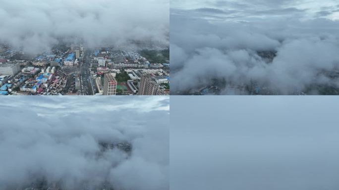 云层之上的漯河城区4K航拍