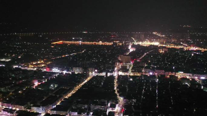 航拍饶平县夜景