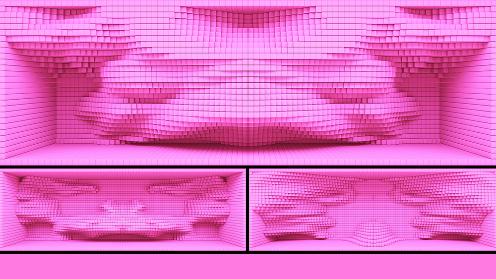 【裸眼3D】粉色浪漫空间方块抽象波形矩阵