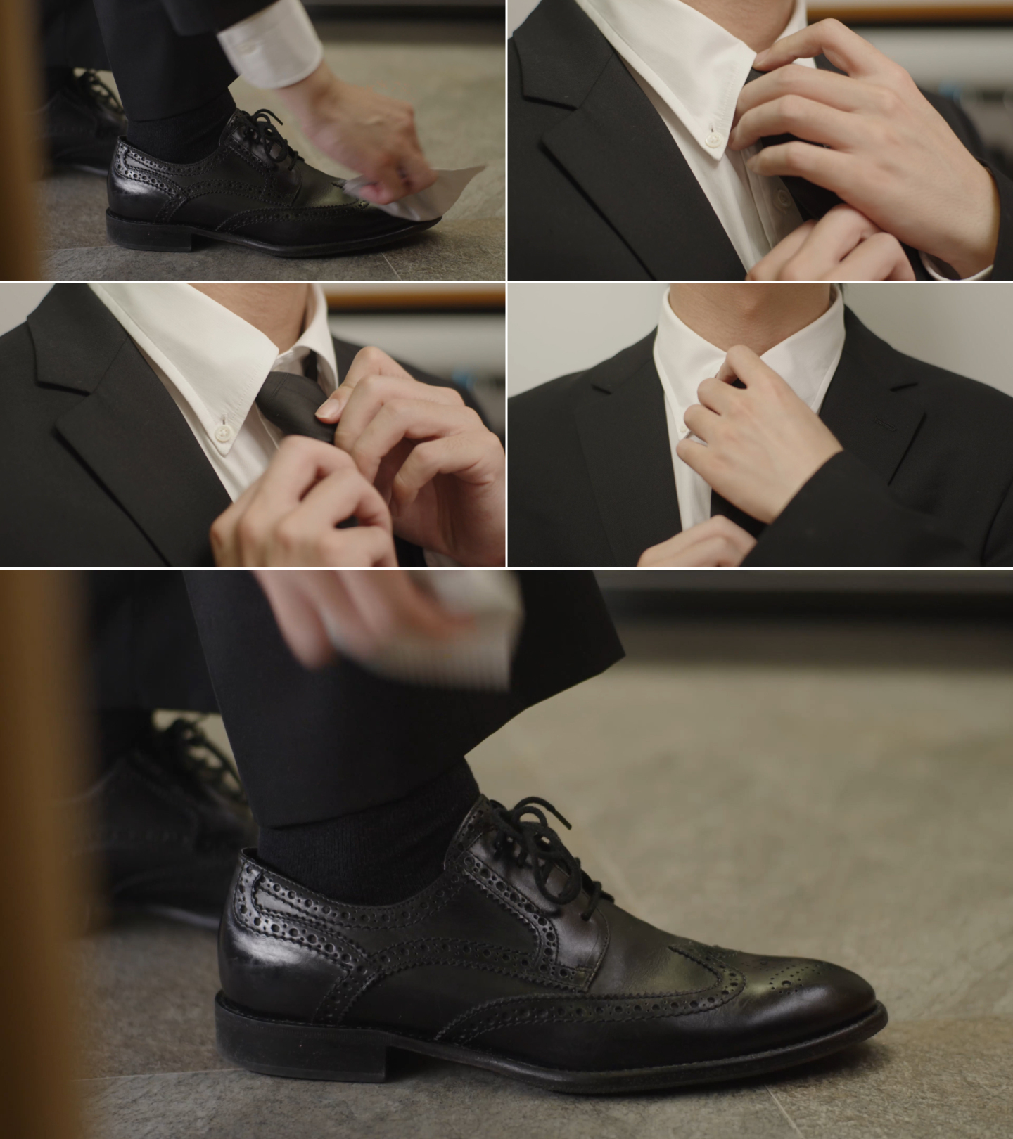 【4K高帧】擦皮鞋整理领带