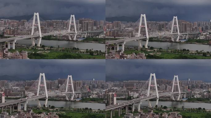 广东揭阳榕城区揭阳大桥下雨闪电