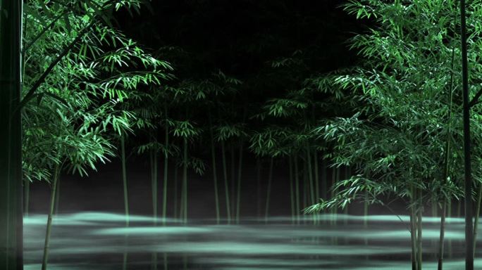 唯美竹林夜景