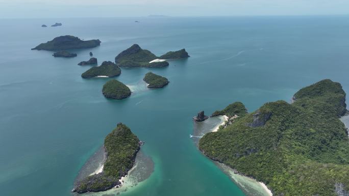 泰国安通国家海洋公园热带岛屿自然风光航拍