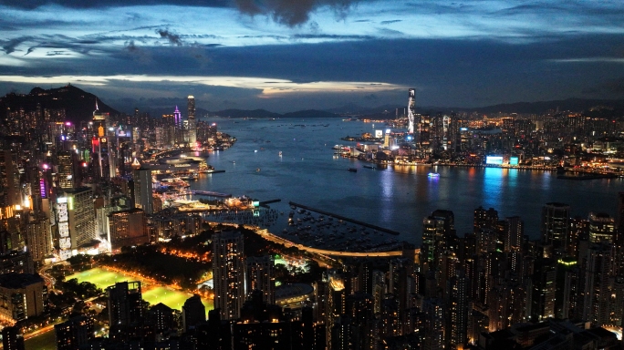 香港夜景多地夜景航拍合集