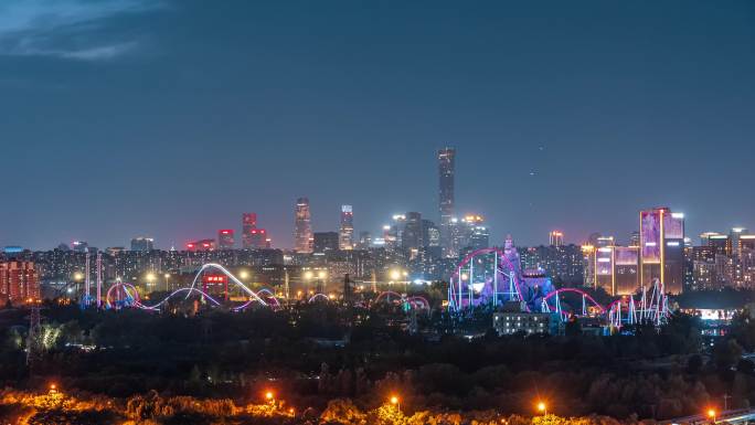 北京欢乐谷夜景延时