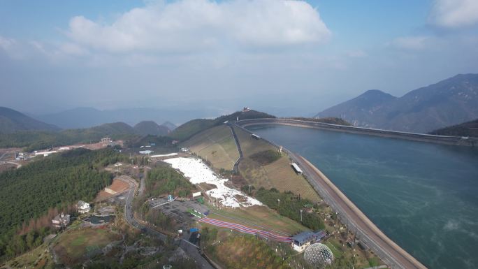 浙江湖州安吉江南天池雪景航拍