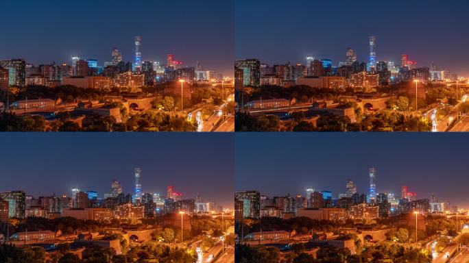 北京明城墙夜景延时