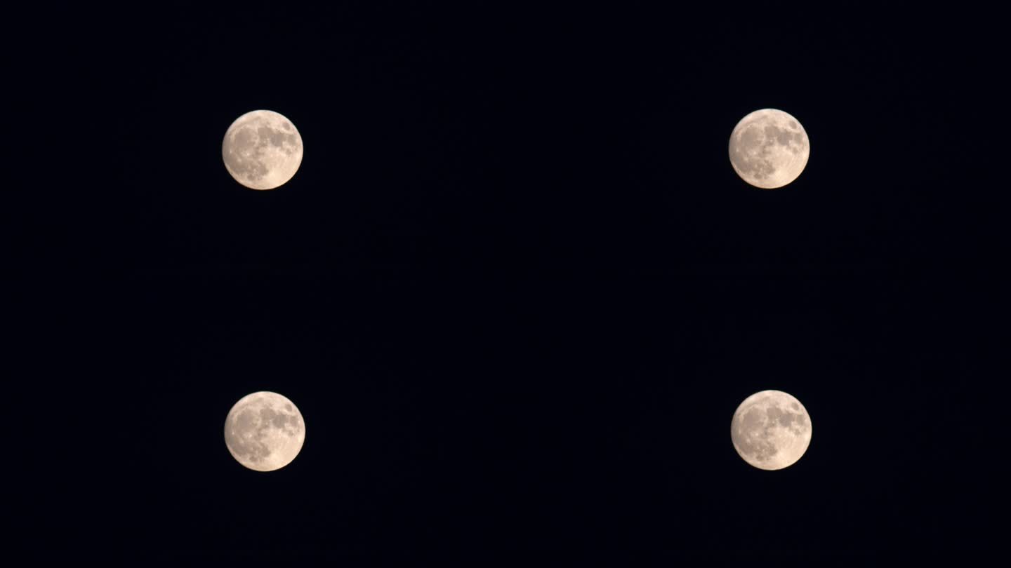 山东威海夜空中的中元节满月
