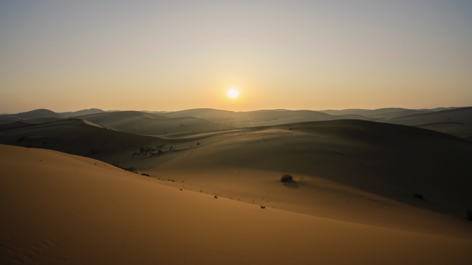 4K延时隔壁沙丘沙漠大漠日出日落