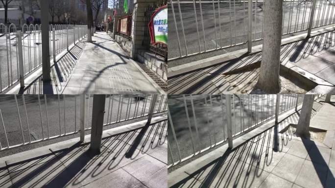 阳光护栏 栏棚 倒影护栏投影光线阳光明媚