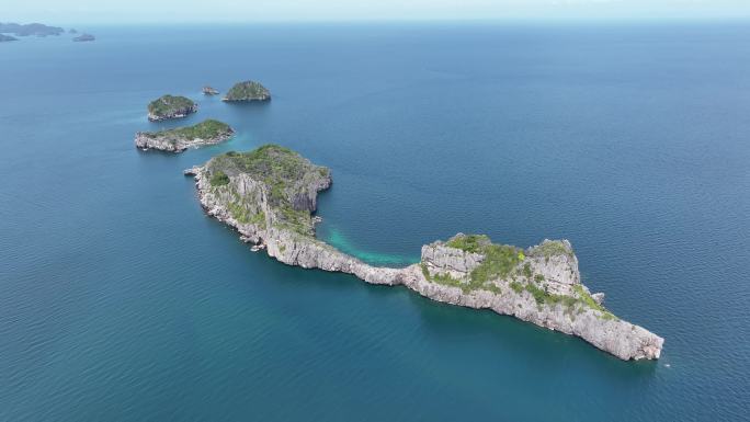泰国安通国家海洋公园海岛浮潜自然风光航拍