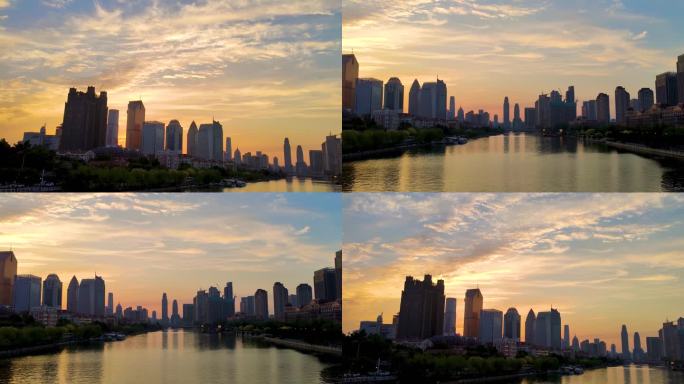 天津城市唯美黄昏温暖治愈天空实拍