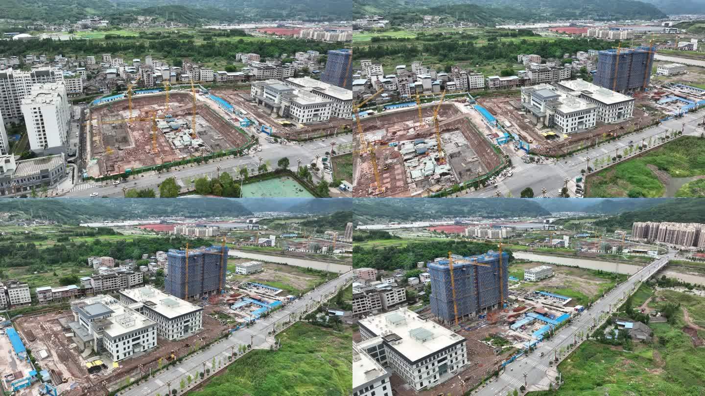 荥经县城西青下坝新县医院建设航拍视频