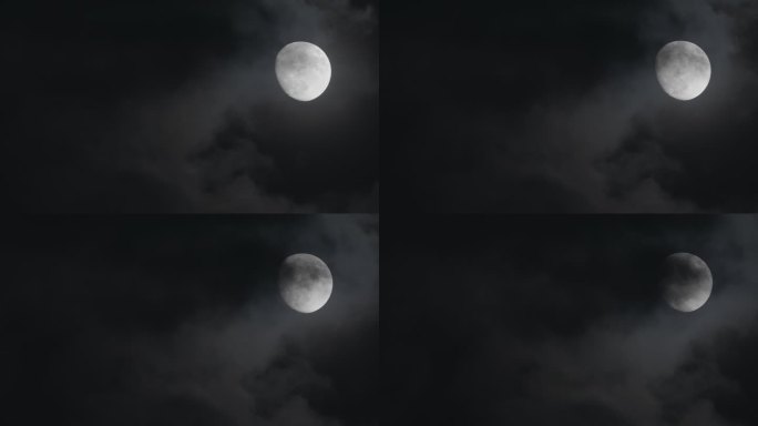 夜晚月球多云飘过月亮-01